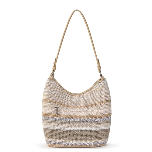 The Sak Sequoia Hobo Bag - Hand Crochet Large Women's Purse for Everyday & Travel - Durable Handbag & Tote With Zipper Pocket - color: Sand Stripe