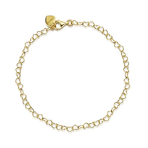 Amberta Women's 925 Sterling Silver Heart Bracelet - color: Gold Plated