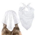 White Bandana Headband, White Head Scarf Adjustable Lace Head Scarf Headband Cute Triangle Headbands for Women’s Hair Cute Adjustable Bandanas for Women