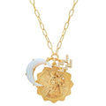 Dainty Gold Zodiac Embossed Coin Opal Crescent Moon Charm Necklace for Women Trendy 18K Gold Plated Retro Paperclip Chain 12 Constellation Horoscope Necklaces Astrology Jewelry Gifts - style: 11.AQUARIUS (JAN 20-FEB 18)