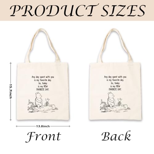 Canvas Tote Bag Aesthetic for Women,Reusable Canvas Cute Shoulder Bag for Grocery, Shopping, Beach & Daily Use - color: Bear 1