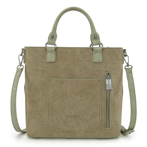 Trinity Ranch Crossbody Bags for Women Tooled Fringe Top Handle Handbags Vintage Western Purse - color: Green