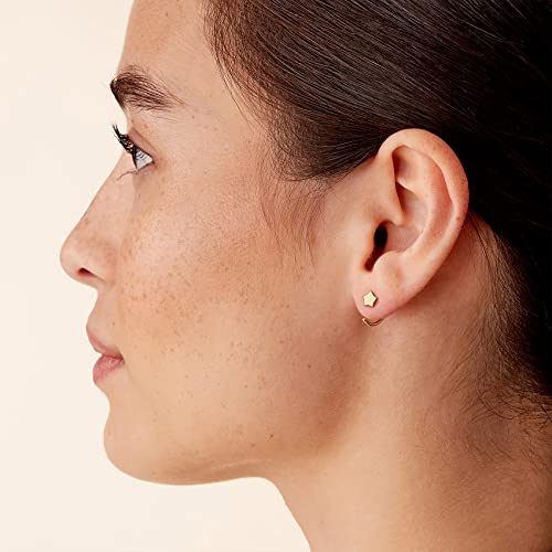 PAVOI 925 Sterling Silver Huggie Half Hoop Earrings | Hypoallergenic Minimalist Tiny Cartilage Earring - style: Star