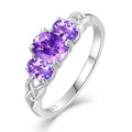 Celtic Birthstone Rings for Women 925 Sterling Silver Celtic Knot Ring 3-Stone Promise Rings for Her Wife Birthday Anniversary Wedding Jewelry - color: 02-Feb-Amethyst