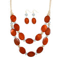 2 Layered Chunky Beaded Shell Necklace for Women Sea Shell blue/yellow/red/green/turquoise/teal/white Statement Necklace and Earring Set Elegant Women Necklace Set Jewelry Sets for Women - color: burnt orange