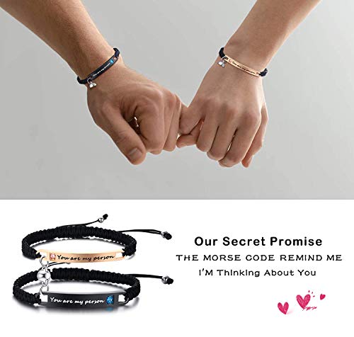 MEALGUET Personalized Couple Bracelet Customized Couple Bracelets Set Mutual Attraction Custom Name Relationship Bracelet Personalized Gift for Men Women - style: You are my person-round magnetic