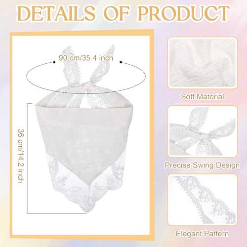 JATEBI 4PCS Women's Floral Lace Mesh Triangle Head Scarves Adjustable Boho Bandanas - color: White
