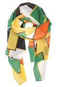 YOUR SMILE Ladies/Women's Lightweight Floral Print/Solid Color mixture Shawl Scarf For Spring Summer season - color: Check/Green Yellow