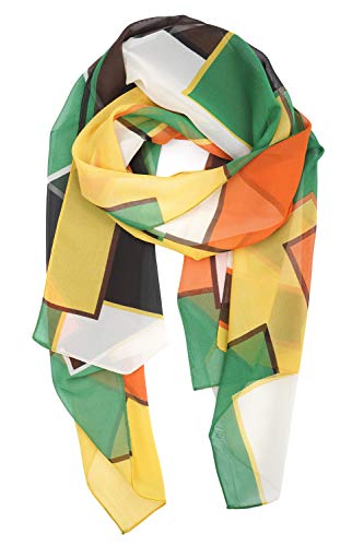 YOUR SMILE Ladies/Women's Lightweight Floral Print/Solid Color mixture Shawl Scarf For Spring Summer season - color: Check/Green Yellow