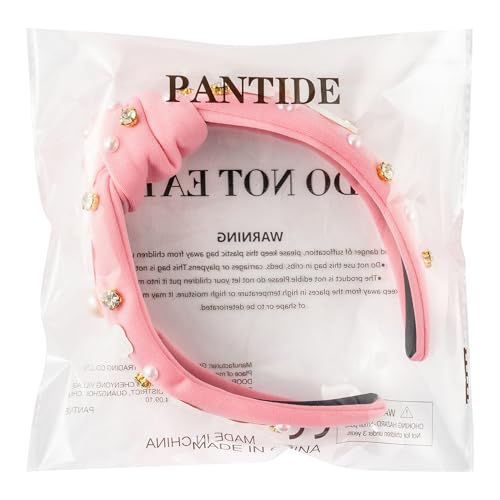 PANTIDE Dentist Jeweled Knotted Headband - Dental Hygienist Assistant Gift Teeth Rhinestone Embellished Headband Non Slip Wide Top Knot Hairband Hair Accessories Birthday Gift for Women Girls (Pink) - color: Pink Dentist