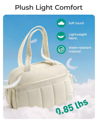 BAGSMART Gym Bag for Women, Duffle Bag for Travel with Wet Pocket, Lightweight Carry on Weekender Duffel, Water Resistant - color: M-Ivory, size: Medium