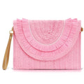Crossbody Bags for Women, Straw Clutch Purses, Bohemian Handmade Woven Envelope Package, Tassel Handbags for Women | Bohemian - color: Pale Pink