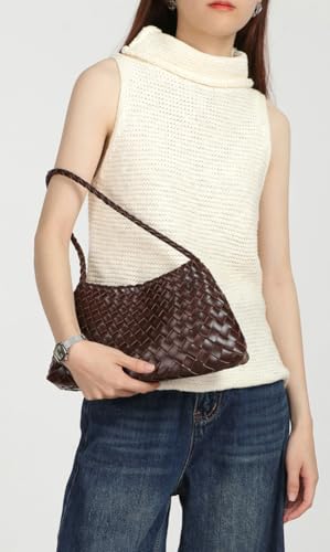 Woven Hobo Bags for Women Suede Woven Tote Bag Trendy Bucket Purse Underarm Shoulder Bag Vintage Tote Handbag Clutch Purses - color: Light Khaki