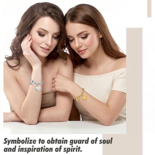 Emibele Heart Charm Bracelet for Women, Bible Verse Bracelet Stainless Steel 18K Gold Plated Bracelet Love Pendant Link Chain OT Clasp, Birthday Christmas Jewelry Gift for Mother Her - color: Gold & Silver