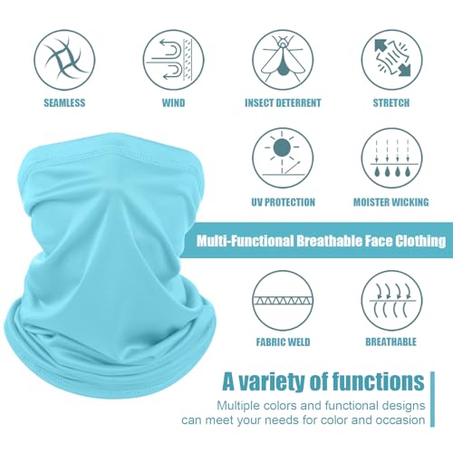 Geyoga 6 Pieces Summer UV Protection Cooling Neck Gaiter Face Clothing Neck Gaiter Mask Scarf Sunscreen Breathable Bandana - color: Blue