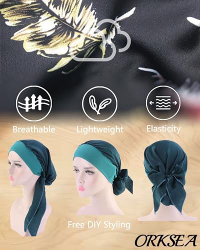 Chemo Headwear for Women Head Scarf Headwraps Silky Soft Turbans for Women Cancer Hats Chemo Beanie Coverings Scarves - color: B Black Pattern2