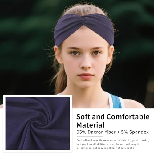 12 Pcs Stretchy Headbands for Women, Absorbed Sport Headband Soft Twist Knotted Hairbands for Daily Life Yoga Workout(Black/Dark blue/Brown/Grey) - color: Black/Dark blue/Brown/Grey
