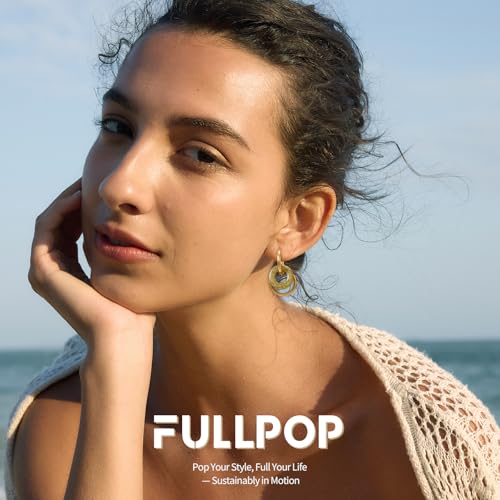 Fullpop Vintage Earrings for Women, Chunky 14K Gold Plated Resin Hoop Earrings Lightweight Hollow Drop Earrings Hypoallergenic Earrings for Women Vintage Anthropologie Jewelry Gifts for Women - size: Green Gold