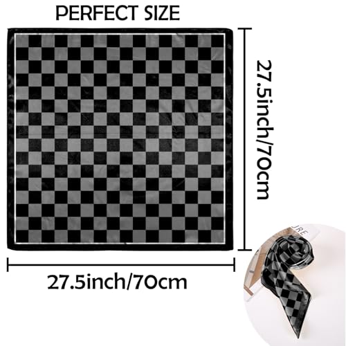 Scarf Silk Feeling Square Satin Head Hair Scarf Wrap 27.5 Inches Headwear Aesthetic Cute Decoration Women Girls - color: V-3-black