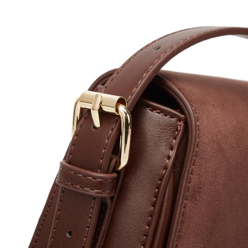 Women's Shoulder Bag Suede Handbag Underarm Purse Tote Bag Brown Suede Purse Y2K Crossbody Bag with Removable Strap - color: Brown