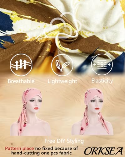 Chemo Headwear for Women Pre-Tied Head Scarf Headwraps Soft Turbans Cancer Hats Chemo Beanie Coverings Scarves - color: Khaki Pattern