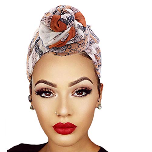 Qianmome Womens Big Flower Turban Beanie Elegant Cap Head Wrap Stretch Long Hair Scarf Headscarf - color: 4pieces-24a-style 2