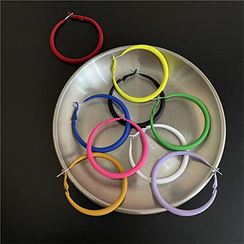 Colorful Matte Hoop Earrings 80s Hoop Earring Retro Earrings Neon Earrings Bright Fluorescence Round Hoop Earings for Women - color: fluorescence