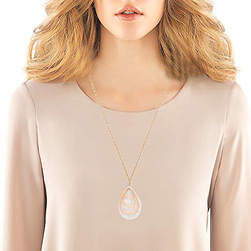 MOLOCH Long Necklace For Women Geometry Teardrop Acrylic Circle Pendant Necklace Statement Boho Acetate Resin Necklace Minimalist Gift - color: White
