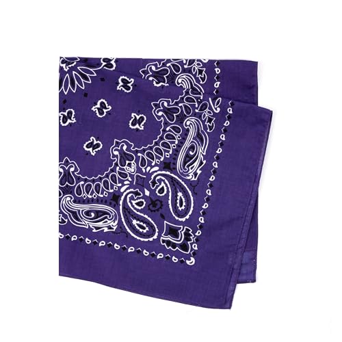 Rothco Trainmen Paisley Bandana 27” x 27” Extra‑Large 100% Cotton Head Wrap Scarf Multi‑Use - color: Purple