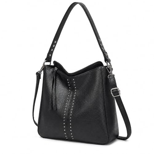 Montana West Hobo Bag for Women Crossbody Purse and Handbags Ladies Chic Shoulder Bags - color: Black