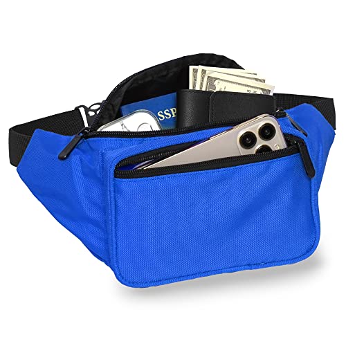 Blue Fanny Pack Belt Bag I Mens Fanny Packs for Women Fashionable - Crossbody Bag Bum bag Waist Bag Waist Pack - Hands Free for Hiking, Running, Travel, Waterproof and more - color: Blue - Solid