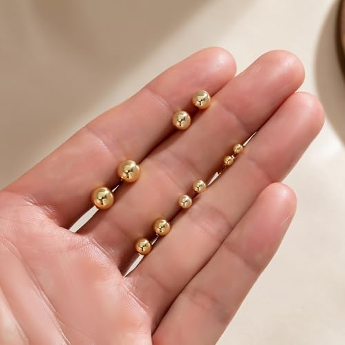 PRETOLE 8 Pairs Sterling Silver Stud Earrings for Women,14K Gold Plated Stud Earrings Set for Women Hypoallergenic Stud Earrings Cubic Zirconia Stud Earrings Small Stud Earrings for Women