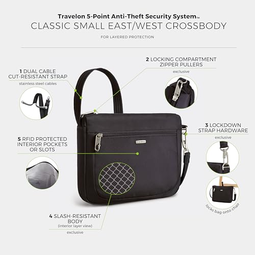 Travelon Anti-Theft Classic Small East/West Crossbody - color: Black