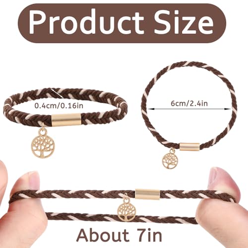 DIYDEC 10PCS Hair Ties Bracelet for Women 5 Styles Soft Braided Boho Hair Bands Elastic No Damage Hair Ties for Girls thick Thin Long Curly Hair Accessories - color: Brown