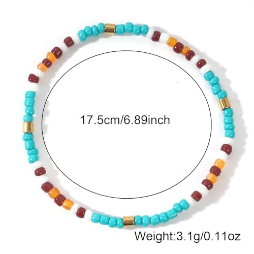 Colorful Stackable Seed Beaded Bracelets Set For Women, Boho Handmade Trendy Cute Stretch Accessories ball Glass Versatile Candy Jewelry, Summer Beach Daily Party Holiday Friendship Gift - color: Rainbow