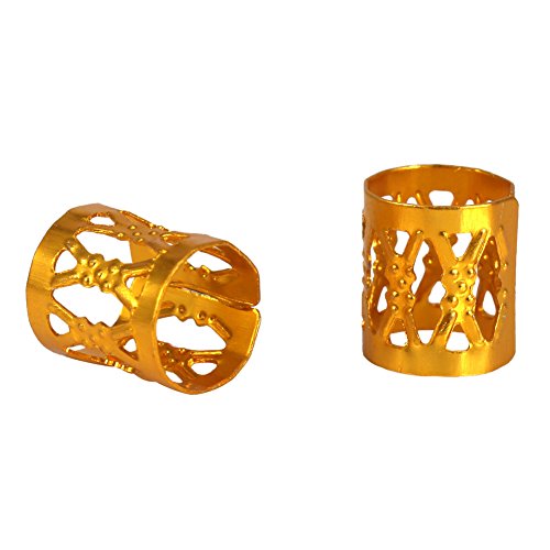 100PCS Braiding Beads Metal Cuffs,New Colorful Dreadlocks Beads Hair Braid Rings Clips Dread Locks, Rings Cuff Hair Decoration Braiding Filigree Tube Hair Jewelry (Gold) - color: gold