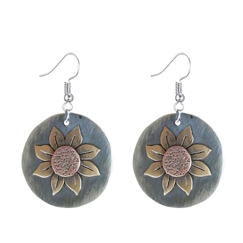 MALOYANVE Sunflower Earrings for Women Trendy Statement Handmade Bohemian Ethnic Vintage Round Teardrop Dangle Earrings Party Birthday Jewelry - color: Circle