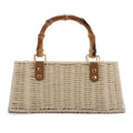 Straw Woven Handbags Handmade Summer Beach Bags Wicker Rattan Crossbody Bag for Vacation - color: Beige