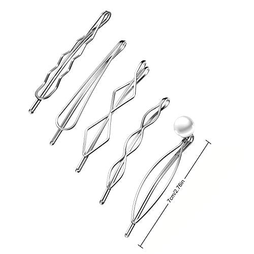 10 Pieces Metal Hair Clips Geometric Barrettes for Women Girls Hair Styling Pins Minimalist Decorative Wedding Dainty Accessories Headwear (Silver) - color: Silver