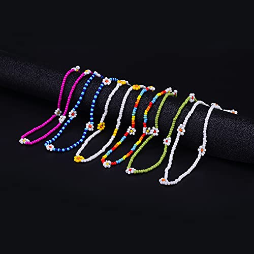 BodyJ4You 12PC Tattoo Choker Necklace for Women - 90s Choker Necklaces Y2K Fashion Trendy Vintage - Emo Black Choker Rainbow Pink White Purple Neon Green Blue Daisy Flower - color: Black, Rainbow, Blue