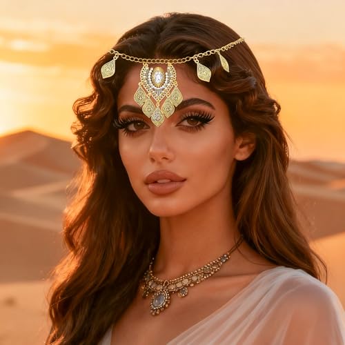 JeVenis Egyptian Costume Accessories Gold Hair Chain Egyptian Headpiece Coin Headband Costume Hair Chains for Women Boho Headpiece Prom Accessories Costume Cosplay for Halloween Christmas