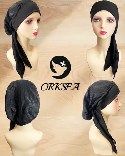 Chemo Headwear for Women Head Scarf Headwraps Silky Soft Turbans for Women Cancer Hats Chemo Beanie Coverings Scarves - color: A Black