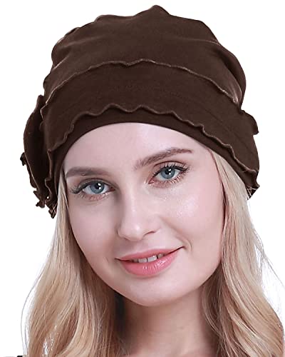 osvyo Chemo Headwear Turban Cap for Women - Cancer Beanie Hair Loss Sealed Packaging - color: Cotton Light Coffee