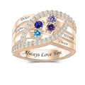 Personalized Name Family Rings Custom 1-6 Birthstones Mother's Rings Sterling Silver Promise Ring for Mother's Day Daughter Grandma Women - color: 4 stones