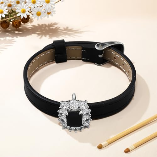 Adjustable Leather Bracelets, Leather Wrap Bracelets Leathers Cuff Bracelet Leathers Wristband for Women for DIY Craft Jewelry Making - style: Square Zirconia