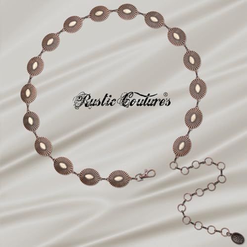 Montana West Rustic Couture's Large Western Concho Metal Belts for Women Cowgirl - color: White Smoke