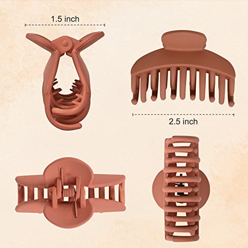 DEEKA 4 PCS Double Row Teeth Hair Claw Clips 2.5" Medium Hair Clips for Thin Hair Small Matte Clips Short Fine Hair Accessories for Women and Girls -Black Brown - color: Neutral Colors, size: 4 Count (Pack of 1)