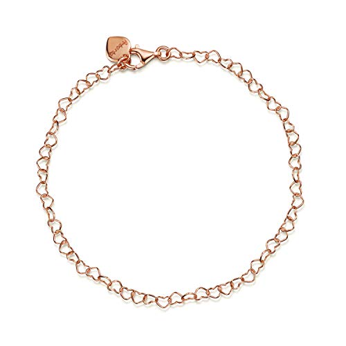 Amberta Women's 925 Sterling Silver Heart Bracelet - color: Rose Plated