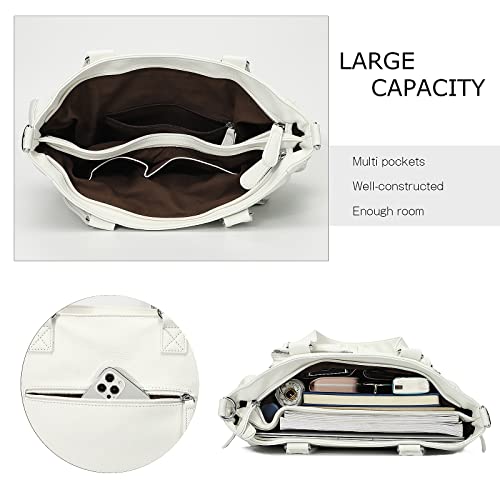 KL928 Large Purses for Women Shoulder Bag Tote Handbags Stylish Vegan Leather Hobo Bags Ladies, A-Black-4 | Large - color: Z-white