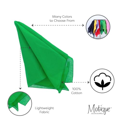 Motique Accessories Solid Color Bandana - color: Kelly Green